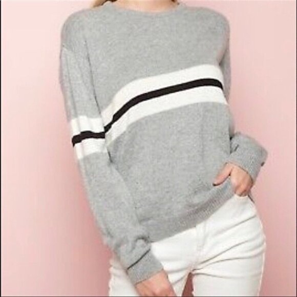 Brandy Melville Sweaters - Brandy Melville Wool Cashmere Blend Long Sleeve Gray‎ Striped Sweater
